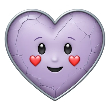 A cracked mirror reflecting a small heart hand-drawn, chalk-style emojis with a soft lilac color palette, suited for an aesthetic and emotional Telegram channel. The emoji should have a rough, doodle-like texture as if drawn with pastel chalk on a dark surface sticker