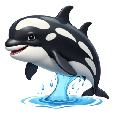 3d Cartoon orca with a tick to show when something has been completed sticker