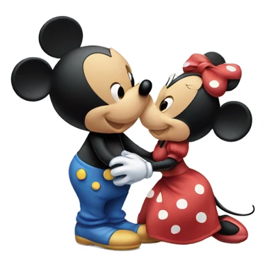 Mickey mouse and minnie mouse kissing sticker