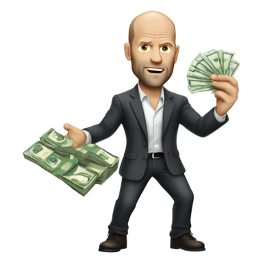 Jason statham with Money in his Hand sticker