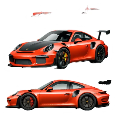 red Porsche gt3 rs front view sticker