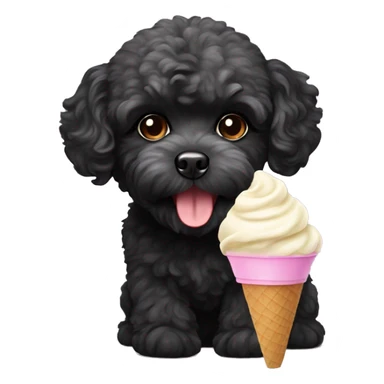 black maltipoo eating ice cream sticker