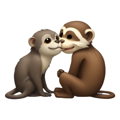Otter and monkey kissing lovingly sticker
