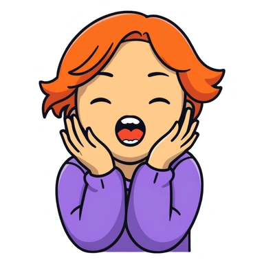 Girl with hands wrapped around her neck and eyes closed and screaming sticker