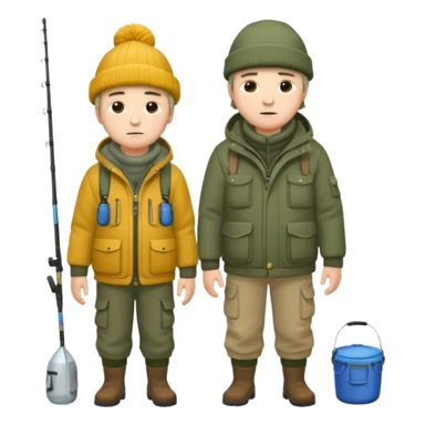 Father and son in fishing gear are cold full body sticker