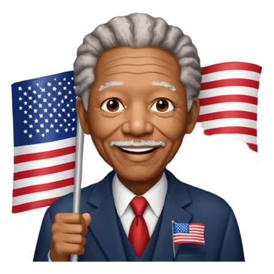 morgan freeman holding an american flag sticker