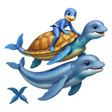 Turtle riding a dolphin sticker