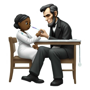 Abraham Lincoln getting a shot sticker
