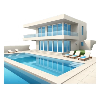 white luxury villa with pool sticker