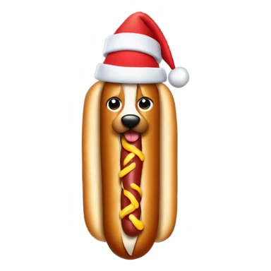 hot dog wearing a christmas hat sticker