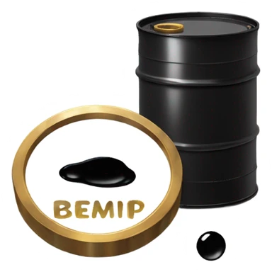 a black barrel of oil with a small white plaque in the middle of it and a black drop of oil is depicted on the plaque sticker