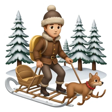 Eland trekt slede in dennenbos  sticker