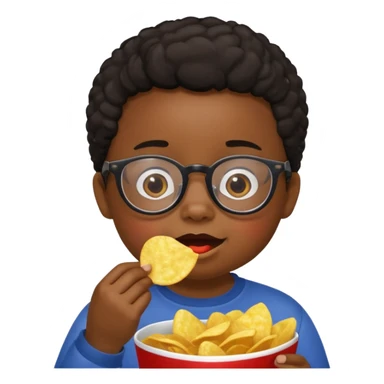Ebony child with glasses eating chips sticker