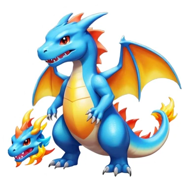 white blacks colorful gradient shiny glossy Fakémon-Digimon-Charizard-Croconaw-creature-hybrid (full body) sticker