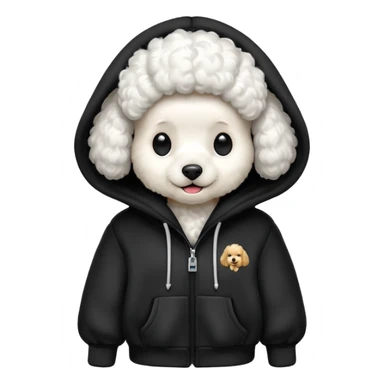Poodle wearing a hoodie sticker