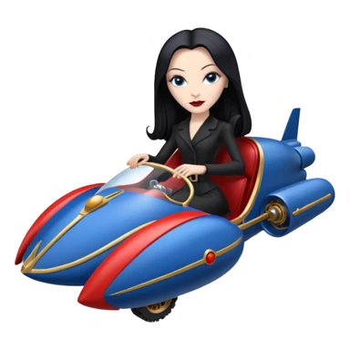 Ultra Jetson’s Jedi teen Morticia Addams flying a red and blue Zephyr-J Jumpspeeder anti-gravity repulsorlift powered by an imperial speeder steampunk hypercar  sticker