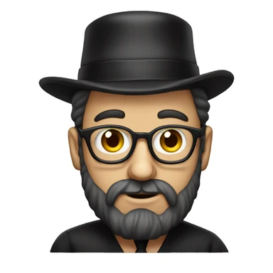 A Hasidic man in a shtreimel wearing a weezer tshirt sticker