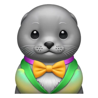 a seal wearing a colorful bow tie sticker