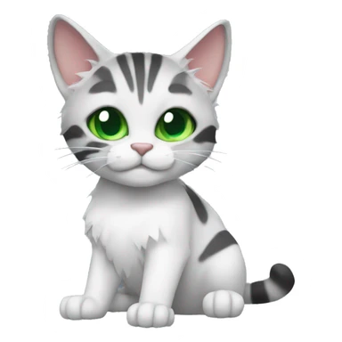 Meincoon cat white color with green eyes full body sticker