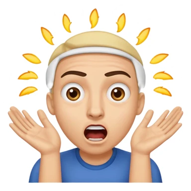 a shocked face, with their mouth and eyes are wide open, eyebrows  raised, and palms against his cheeks. sticker