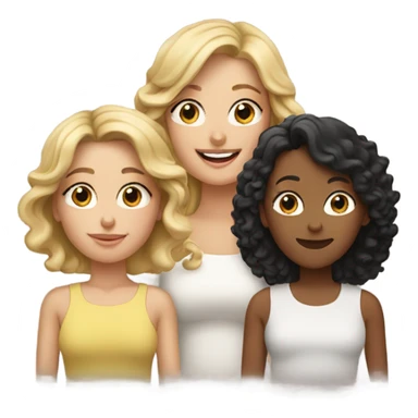 Blonde mom with two daughters one with curly black hair and the other with straight brown sticker