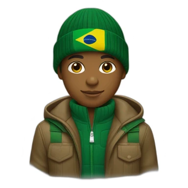 Black boy using lacoste beanie with brazil flag sticker