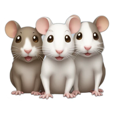 Three cute rats, one white, the other two brown sticker