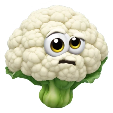 cauliflower looks into the mirror with big eyes sticker