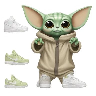  BABY YODA HOLDING NIKE SHOES sticker