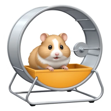 Hamster in plastic cage with hamster wheel sticker