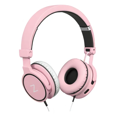 Pastel pink headphones with metallic rose gold frame and leather ear cups sticker