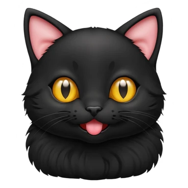 black kitten with a lolling tongue and rolling eyes sticker