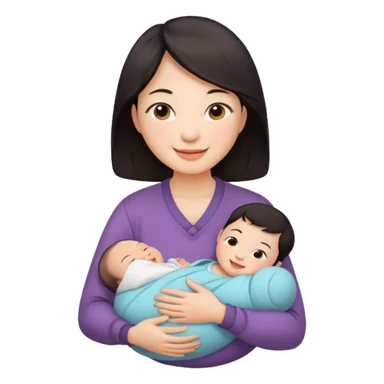 A Chinese mother with 1 newborn. sticker