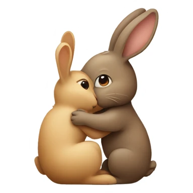 Brown bunny hugging beige bunny sticker