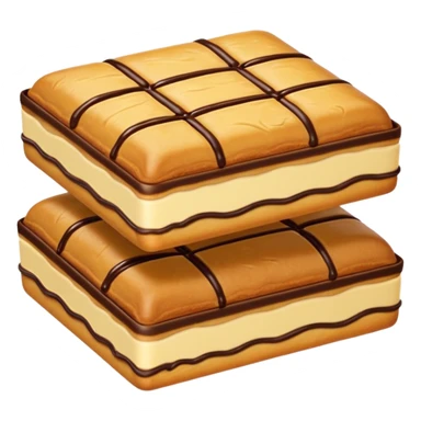 golden-brown rectangular pastry with flaky layered texture and two visible lines of dark chocolate at the ends, glossy surface with gentle folds and buttery sheen, slightly puffed from baking, soft lighting, subtle shadows, emoji scale sticker