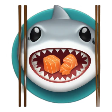shark-eating-sushi-plate-chopsticks sticker