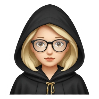 woman with glasses in cloak over head sticker