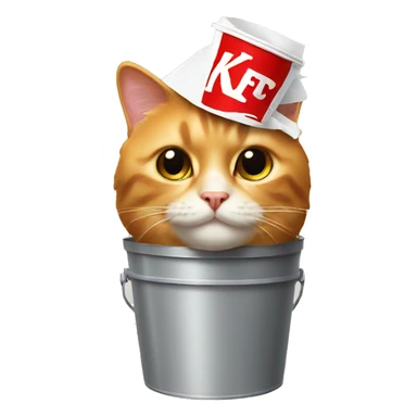 cat with KFC bucket on its head sticker