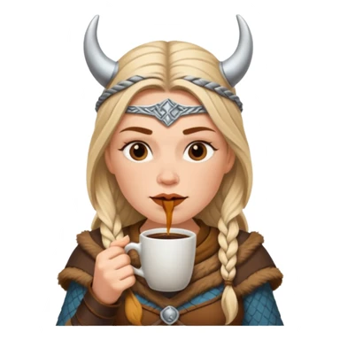 viking woman drinking coffee sticker