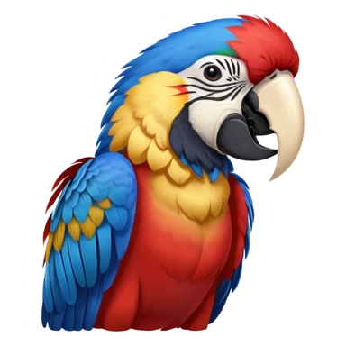 Cinematic Realistic Cute Yawning Macaw Portrait Emoji, Head tilted slightly with a dramatic, wide-open yawn, showcasing a soft, downy arrangement of vivid scarlet and blue feathers with gently drooping features and half-closed, drowsy eyes, rendered with lifelike feather detail and natural lighting, high shine, relaxed yet expressive, styled with a dash of tropical whimsy, soft glowing outline, capturing the essence of a sleepy yet affectionate macaw that appears ready to rest its wings in a quiet, enchanted moment! sticker
