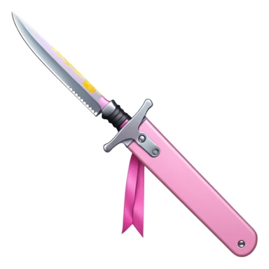 Make a knife with pink colour and pink ribbons  sticker