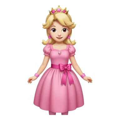 Princess peach full body with a pink ribbon tied to her hair sticker