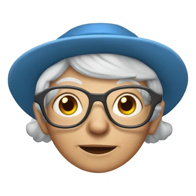 smart granny witch with glasses and blue hat  sticker