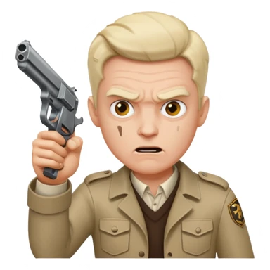 black crazy mad man with gun pointing it  sticker