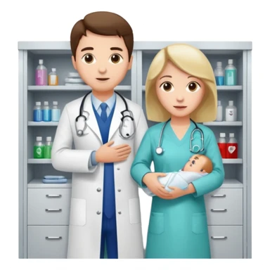 Doctor grabbing a patient gown from medical cabinet  sticker