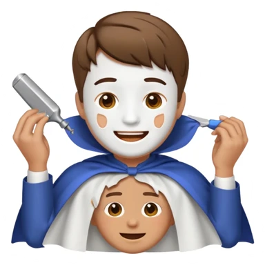 Facebook style laughing emoji getting a haircut sticker