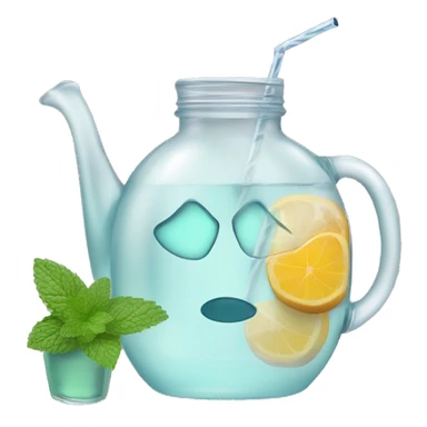 water jug with ice and mint in it and by the left a brown guampa with a silver straw and yerba in it sticker