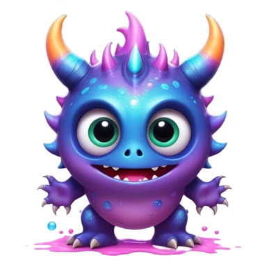 3D, create an image of a cartoon monster with big eyes, thomas kinkade and paul lehr, pixar cute character design, by Anne Stokes, splashes of neon galaxies, adorably cute, drew struzan inspiration, by Wojciech Korneli Stattler, beautiful mattepainting sticker