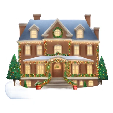 very large mansion overly decorated with lots of fancy Christmas lights and lots of Fancy christmas decorations sticker