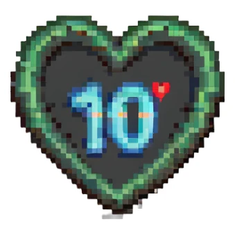 icon showing '100' with a heart or like symbol in pixel art style sticker